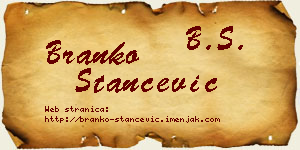 Branko Stančević vizit kartica